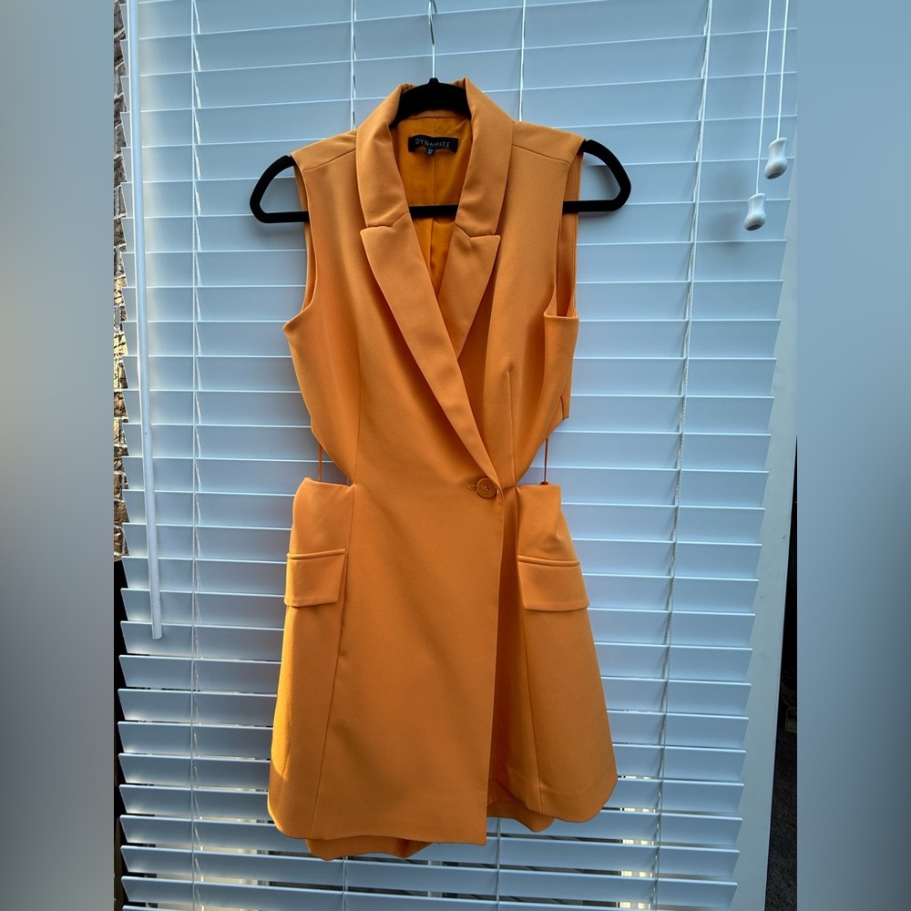 Dynamite Bright Orange Sleeveless Blazer Mini Dress